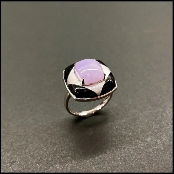 【KATHY JADE】Anillo de jadeíta lavanda esmeralda helada《TALLA EE. UU.: 6.5》《Grado A》 Foto 3 de 3