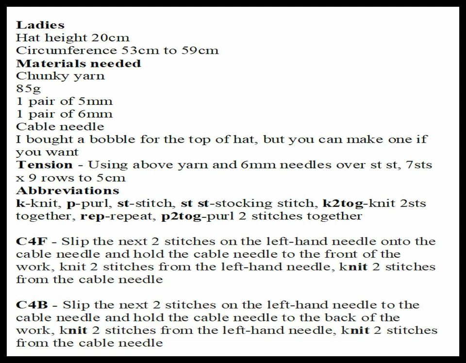 Knitting Pattern, Ladies, Hat, Womens Beanie, Adult, Cable, Chunky, SKP504 - Image 2 of 4