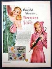 Original 1946 Firestone Velon Art Vintage Impresión Anuncio Gorro de Ducha Impermeable