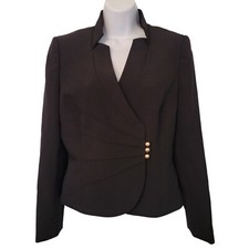 Tahari Arthur S Levine Black Fitted Blazer Jacket 6 Career Office Business