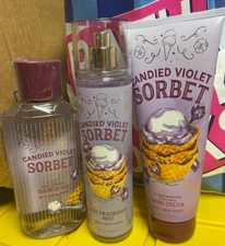 Bath & Body Works Shower Gel Cream Fragrance Mist Lot Candied violet Sorbet