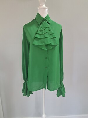 NWT Koandaily Sz XL/16/18 Blouse Top Emerald Dressy Detached Valance Or Pr $99