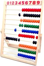 Wooden Counting Number Frame 10 Rows Abacus for Kids Learning Math (11-1/2-Inch)