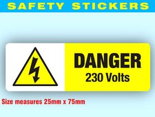 Pack of 50 - Danger 230 volts Strong Electrical Safety Stickers Labels 25 x 75mm