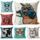 Funny Dog Cat Color Painting Cushion Cover Car Sofa Home  decorativos cojines