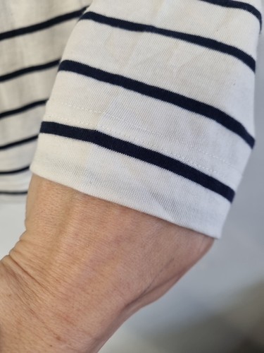 BRAKEBURN Men's Medium Navy Striped Top T-Shirt 100% Cotton Sample Product NEW - Imagen 6 de 6