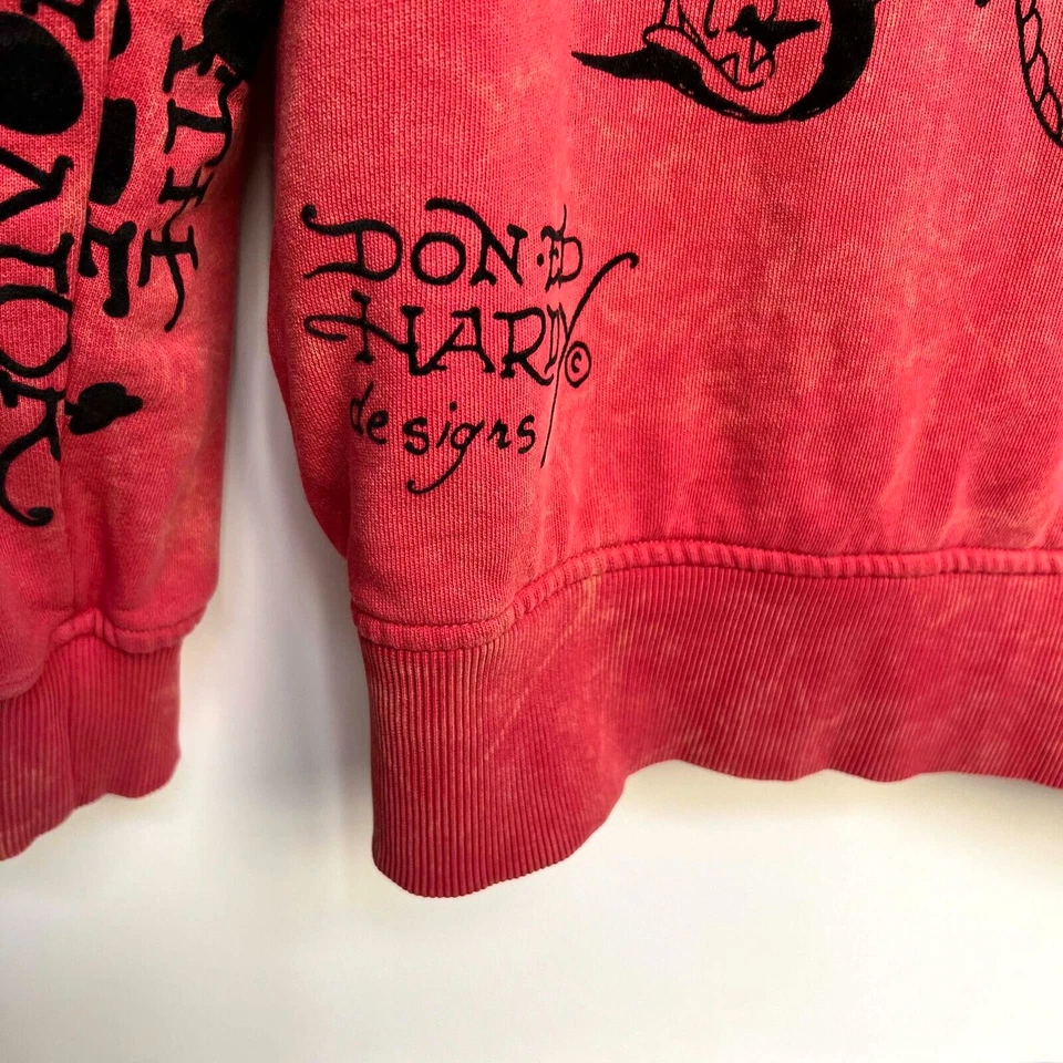 Женская хлопковая персиковая толстовка с капюшоном Ed Hardy на молнии бархатная толстовка с длинным рукавом размер L - Изображение 3 из 4