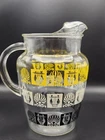 VTG MCM Anchor Hocking Glass Ice Lip Pitcher - Greek Lyre & Acanthus Sangria Tea