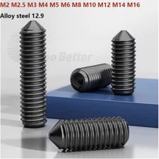 CONE POINT GRUB SCREWS HIGH TENSILE ALLEN KEY HEADLESS SOCKET M2 M3 M4 M5 M6-M16