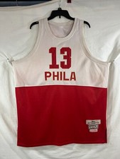 Authentic 76ers M & N 1965-66 Chamberlain #13 Phila White & Red Jersey 1965-66