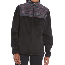 Women's FILA SPORT  Biella Black/W-S Print Performance Fleece Jacket-Size S NWT