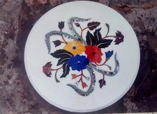 Tavolino da caffè in marmo bianco esclusivo fatto a mano pietra pregiata intarsiata arredo deco