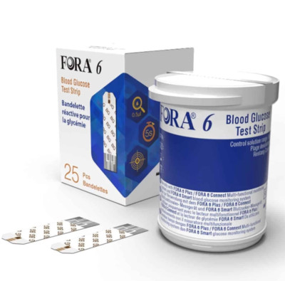 Fora 6 Plus BLOOD GLUCOSE Test Strips 25's Per/Box