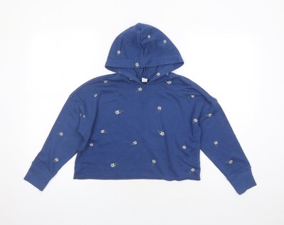 Old Navy Damen blau Blumen Baumwolle Pullover Hoodie Größe 8 Pulli - Cropped