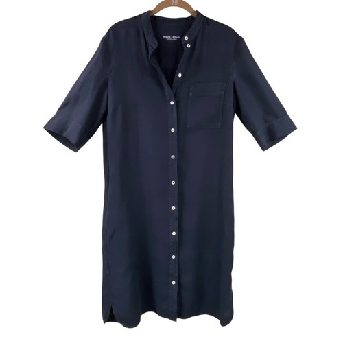 Marc O’Polo 100% Linen Shirt Dress Size 4 Navy Classic