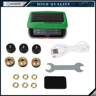 Green RV Tire Pressure Sensor 1PC TPMS Solar Monitor 6PC Sensors w/Alarm Modes