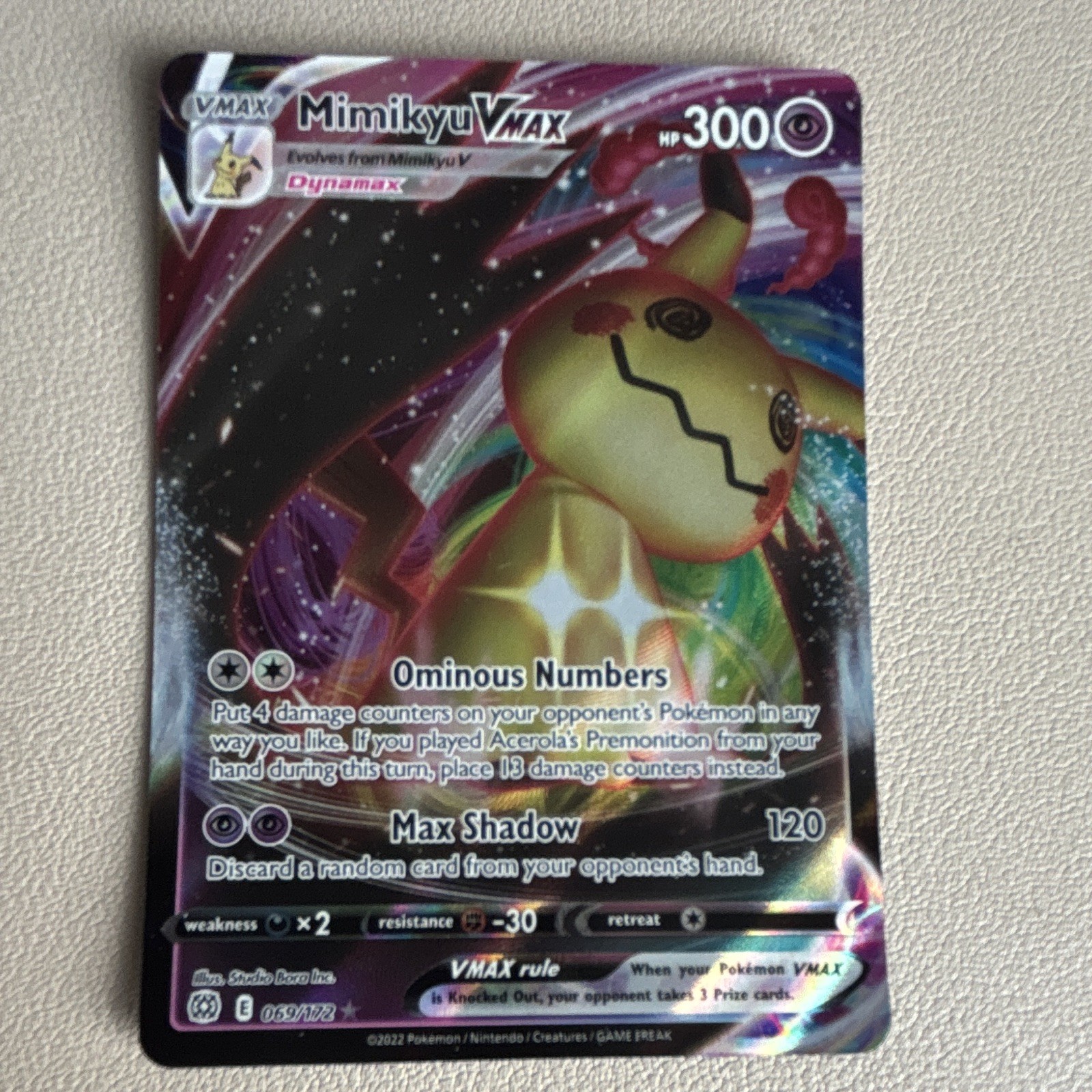 The Pokémon Company Mimikyu VMAX 069/172 SWSH09 Brilliant Stars Holo UR EN 300HP