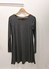 Old Navy Medium Swing Dress Jersey Knit Dark Heather Gray Long Sleeve 