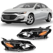 For 2019 2020 2021 Chevrolet Malibu Headlights Assembly Black LH+RH Pair