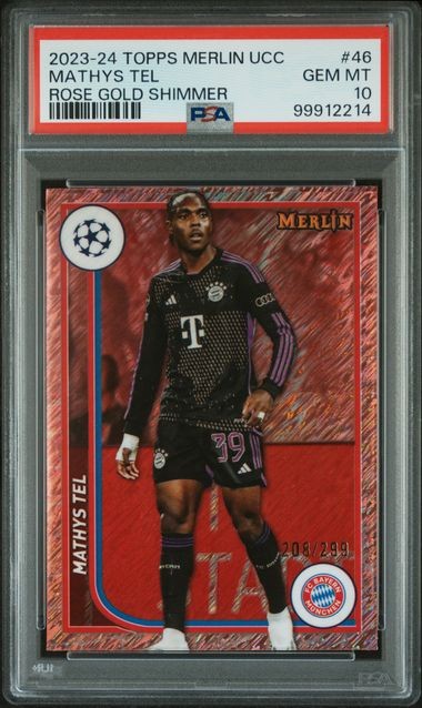 2023-24 TOPPS MERLIN UEFA C.C. MATHYS TEL 46 ROSE GOLD SHIMMER PSA 10 /299