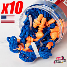 10 Pair Silicone Corded Ear Plugs Reusable Shooting Hearing Protection with Cord