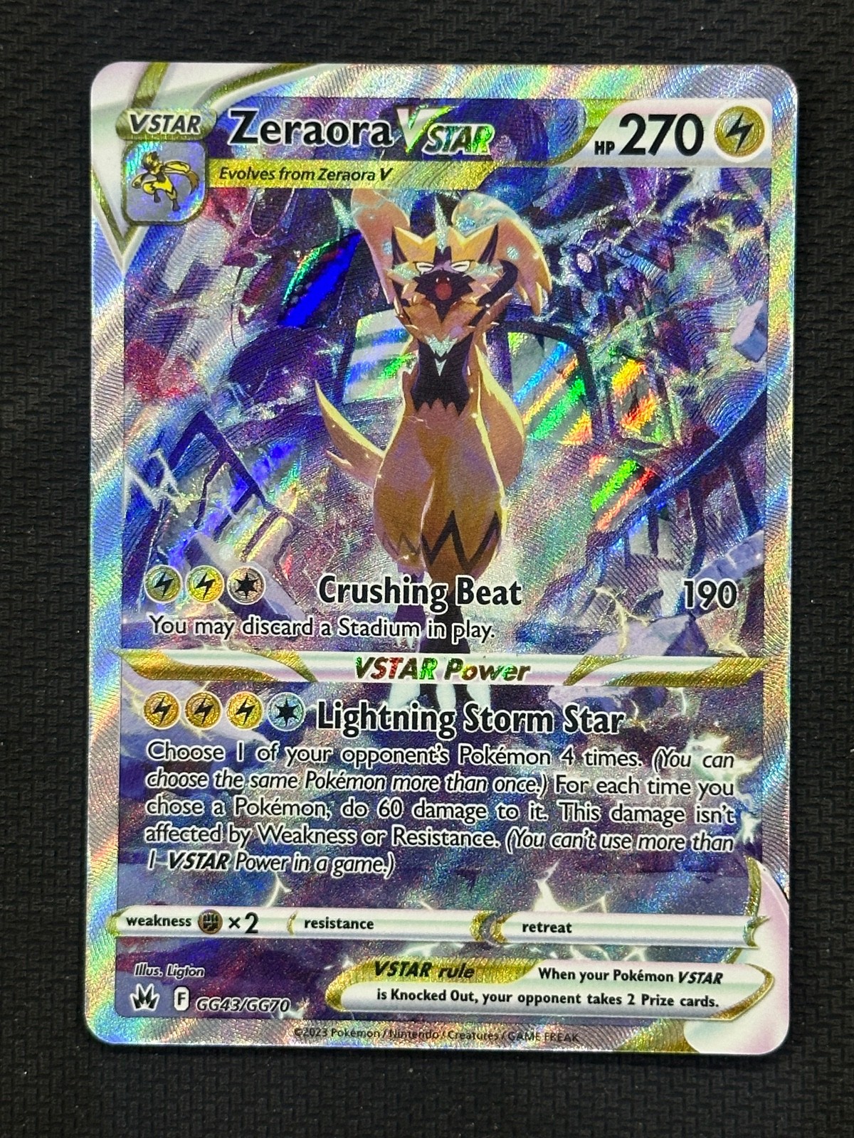 Zeraora VSTAR Holo Ultra Rare SWSH: Crown Zenith: Galarian Gallery GG43/GG70 NM
