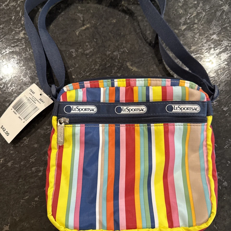 lesportsac Shellie crossbody Modern Love Rainbow Stripe Print NWT