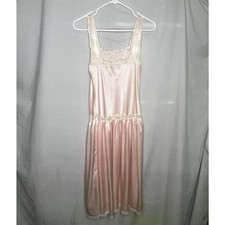 Eve Stillman Vintage Pink Satin Slip Dress Nightgown Size S