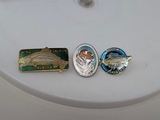 Lot Of 3 VTG Pins - Fish Alaska Enamel Hat Lapel Pin King Salmon Walrus
