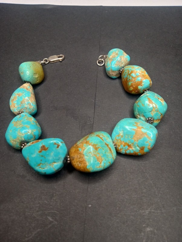 Turquoise stone native american bracelet sterling silver 925 vintage jewelry