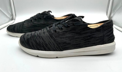 TOMS Del Rey Mens Sneakers Black Grey Space Dye Knit Lace Up Shoes Size 9