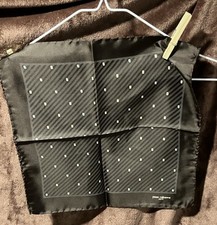 Paco Rabanne Men's Black 100 Silk Satin Handkerchief Geometric Pattern