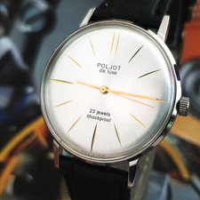 Vintage Watch USSR Poljot De Luxe ULTRA SLIM Soviet Mechanical Wristwatch 2209