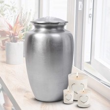 Lightnpro Decorative Cremation Urn for Human Ashes - 10" Plain, Silver