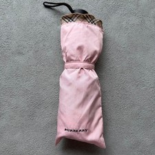 BURBERRY Vintage Pink Nova Check Folding Umbrella Rain Sun Dress Accessory