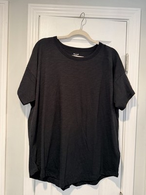 NWOT Madewell Size XXL Black Slub Cotton Ribbed Crew Neck Short Sleeve Tee