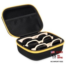 Hard Shell Sunglass Travel Organizer Glasses Case, Eyeglass Black 3 Slots