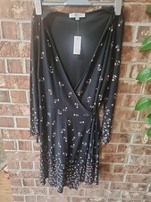 Loft Dress Black Floral Wrap Dress Size Large NWT