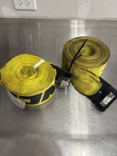 2 Pack 4" x 27' Winch Strap w/ Flat Hook for Flatbed Truck Trailer Farm Tie Down