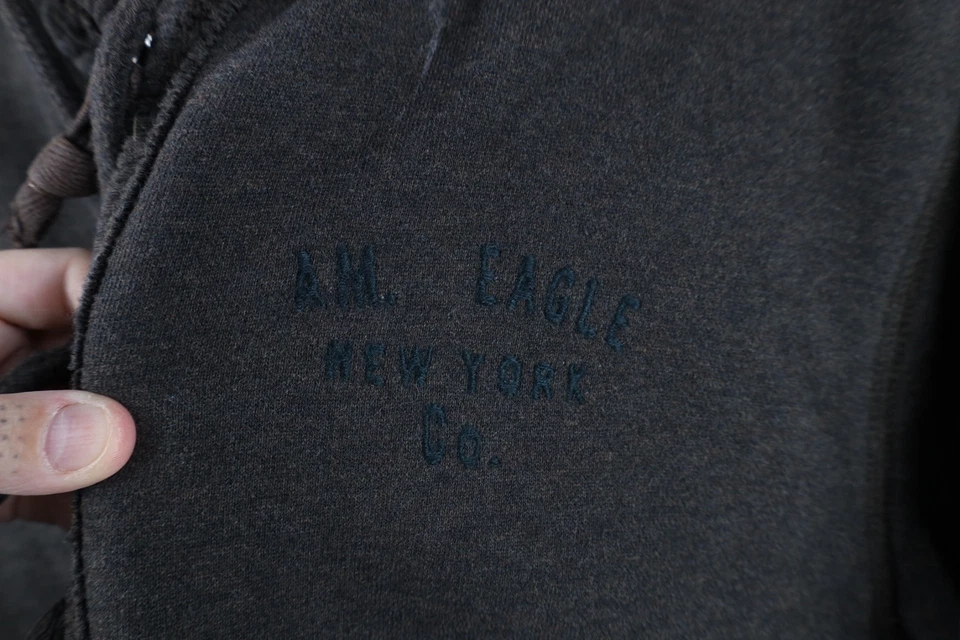 Vtg Y2K American Eagle Mens L Heavyweight Deep Pile Fleece Lined Hoodie Jacket - Image 4 of 4