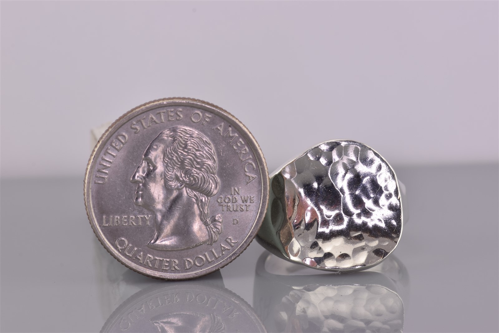 Sterling Silver 17mm Solid Hammered Texture Conca… - image 8