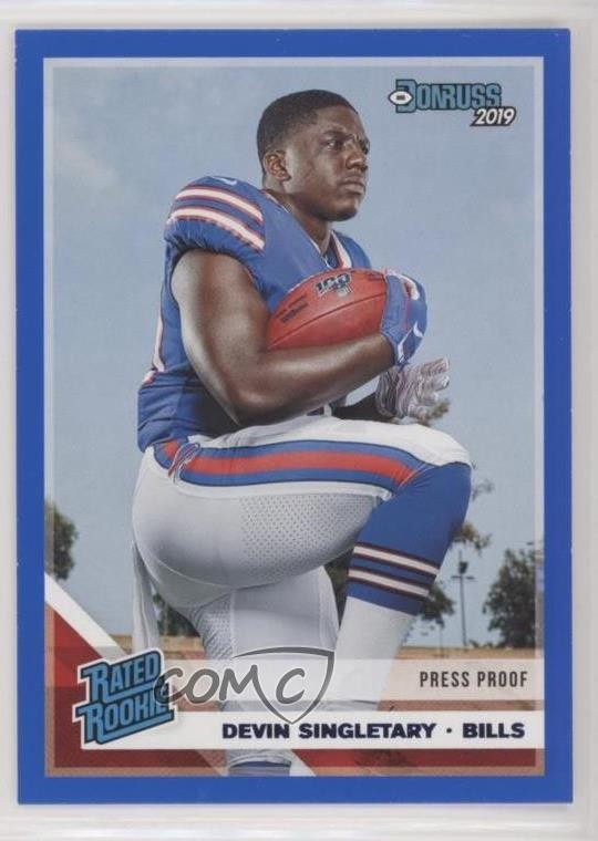 2019 Panini Donruss Rated Press Proof Blue Devin Singletary #328 Rookie RC 0g4
