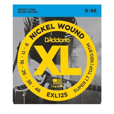 Used D'Addario EXL125 Nickel Wound, Super Light Top/ Regular Bottom, 9-46