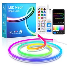 LED Strip Neon Flexible Rope Light, 11FT/3.5M RGB Neon Rope Lights with App ...