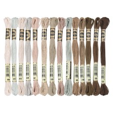 14 Skeins Embroidery Floss, Polyester Threads Multicolored Dark Brown