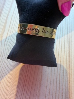 Rustic Cuff Silver ''Wherever You Are Be All There'' Hammered Gold Tone