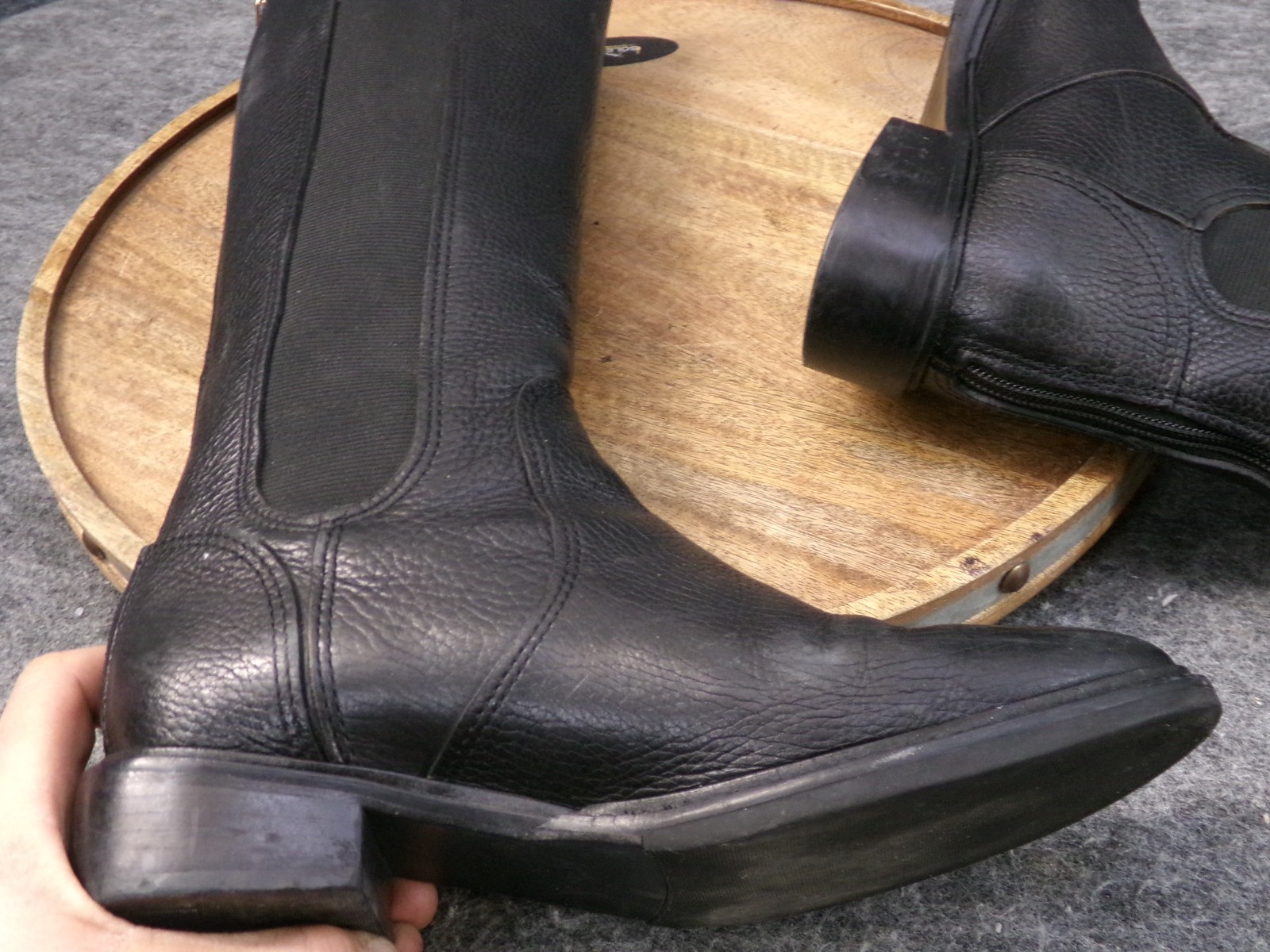 Tory Burch Christy Size 6.5 M Black Pebbled Leather Back Zipper Riding Boots thumbnail 7