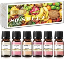 EUQEE Premium Fruit Fragrance Oils Gift Set for So Sweet - 6x10ml-Strawberry, Ch