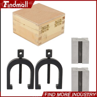 Findmall V-Block & Clamp Set Hardened Steel 90 Degree Angle 1-5/8''x1-1/4''x1-1/4''