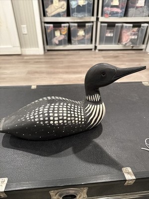Wooden Wildlife Decoy Loon Signed Kennebunk Maine